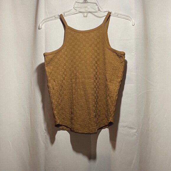 Madewell Women's Tank Top XS brown textured geometric pattern scoopneck - Picture 2 of 3
